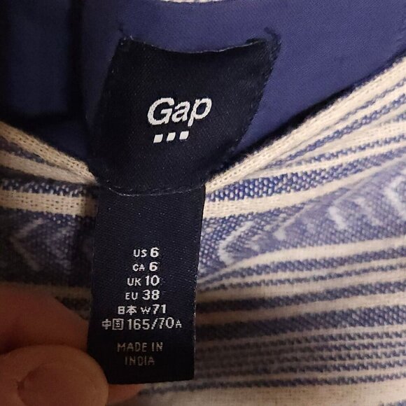 Gap Blue White Cotton Striped Southwestern Boho Skirt 6 - Picture 4 of 5